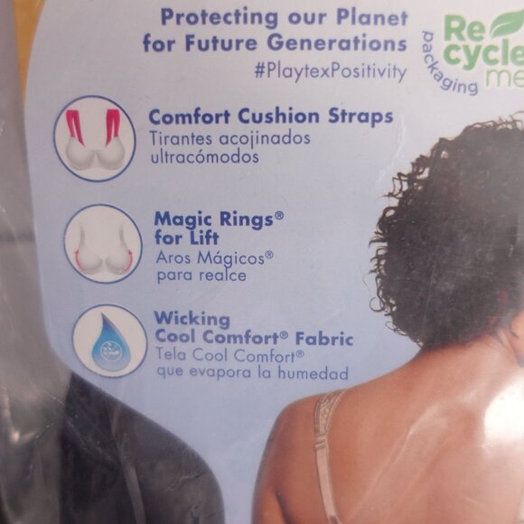 NEW Playtex 18 Hour Ultimate Lift and Support Wireless Bra Black Size 38DD 4745 - Picture 4 of 6